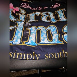 Simply Southern Navy Grandma Tee with Pink and Gold Accents